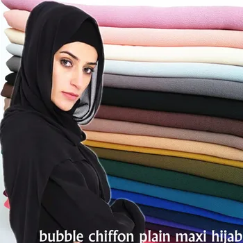 27 Spalvų Paprastas Burbulas Šifono Maxi Skara Skara Ponios Islamą, Arabų Hijab Vientisos Spalvos Apsiaustas Skaros Lankelis Foulard Musulmonų Sjaal