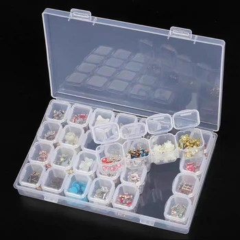 28 Tinklelis Diamond Dažymo Priedų Atveju Skaidraus Plastiko Talpinimo Dėžes Medicina Kryželiu Siuvinėjimo Dėžės Įrankiai Organizatorius