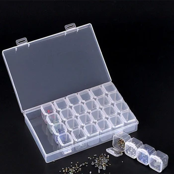 28 Tinklelis Diamond Dažymo Priedų Atveju Skaidraus Plastiko Talpinimo Dėžes Medicina Kryželiu Siuvinėjimo Dėžės Įrankiai Organizatorius