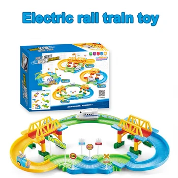 28PCS Elektros Lenktynių Geležinkelių Automobilių Vaikai Traukinio Bėgių Modelis Žaislas Kūdikiui Geležinkelio Bėgių Lenktynių Kelių Įspūdį Žaislas Vaikams Diecast Plastiko