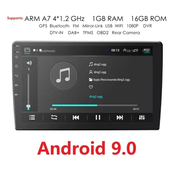 2Din Android 9.0 Automobilio Radijo Grotuvas GPS Universalus Bluetooth, WI-fi, 4G Veidrodis Nuorodą OBD2 Navigacijos Autoradio 1080P Multimedia SWC USB