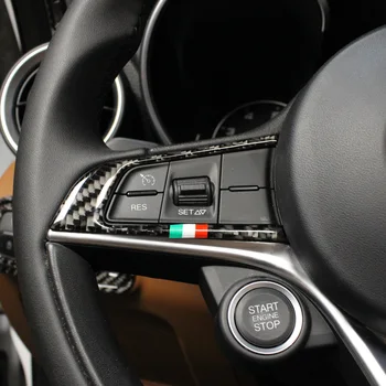 2vnt anglies pluošto Stiliaus Automobilio Vairas Mygtuką Apdailos Rėmelis Padengti Alfa Romeo Stelvio Giulia priedai