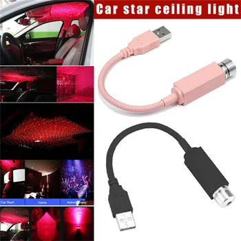 2vnt Automobilių žvaigždės naktį, šviesos, žvaigždėtas liukas, KTV atmosfera USB įkrovimo naktį šviesa, romantiška atmosfera 360 sukimosi 20D16