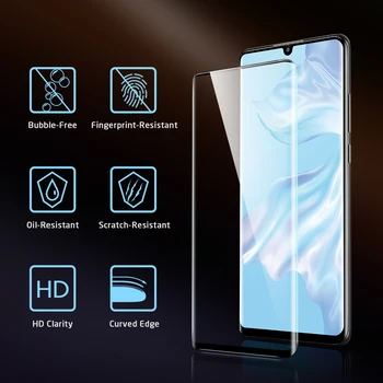 2vnt/daug ESR Ekrano apsaugos Huawei 30 30 Pro Grūdintas Stiklas 3X Stipresnis 9H 3D Išlenkti Visišką Apsauginės Plėvelės Stiklo