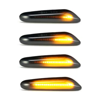 2VNT Dūmų Objektyvas Dinaminis Teka LED Posūkio Signalo, Šoniniai Gabaritiniai Šviesos Indikatorių Lempa BMW E60 E61 E90 E91 E81 E82 E88 E46 X3 X1