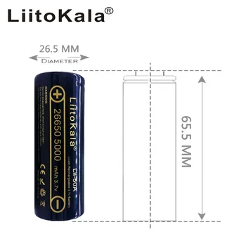 2VNT LiitoKala Lii-50A 26650 5000mah 26650-50A Li-ion, 3,7 v Įkrovimo Baterija (akumuliatorius Žibintuvėlį 20A nauja pakavimo