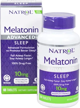 2vnt Natrol Pažangi Miego Melatonino 10 mg 60 Tablečių + Kalcio, Vitamino