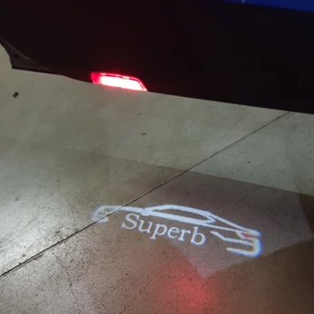 2vnt Nr. Gręžimo LED Automobilio Duris Lazerinis Projektorius Logotipas Vaiduoklis Šešėlis Sveiki atvykę Šviesos Skoda Superb 2009-m.