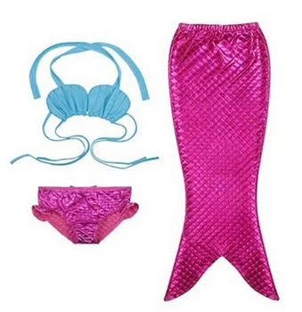 3-9Y Mergaitė Vaikai Undinėlės Uodega Swimmable Bikini Nustatyti Maudymosi Kostiumą Išgalvotas Cosplay Kostiumų Fantasia Para Nadar Ariel Undinė Kostiumai