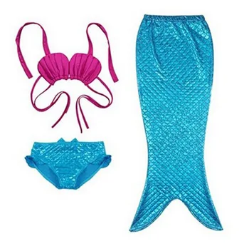 3-9Y Mergaitė Vaikai Undinėlės Uodega Swimmable Bikini Nustatyti Maudymosi Kostiumą Išgalvotas Cosplay Kostiumų Fantasia Para Nadar Ariel Undinė Kostiumai