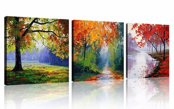 3 Gabalus 4 Sezonas Medis Sienos Nuotraukas Kambarį Namų Dekoro spalvingų medžių kraštovaizdžio Paveikslų Sienos menas, miegamojo Dekoras