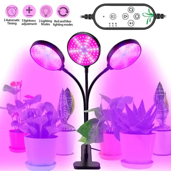 3-head 45W LED Augalų Auginimo Lempos Lempos Kambaryje Dual Gėlių Sėklos Palapinė Patalpų Įrašą Hidro Growbox Daržovių Šiltnamio efektą sukeliančių Augti Šviesos