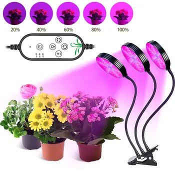 3-head 45W LED Augalų Auginimo Lempos Lempos Kambaryje Dual Gėlių Sėklos Palapinė Patalpų Įrašą Hidro Growbox Daržovių Šiltnamio efektą sukeliančių Augti Šviesos