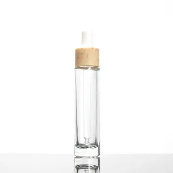 30ML stiklinis buteliukas su mediniu formos užkratas dangtis eterinis aliejus skystas akių serumas tonerio odos priežiūros kosmetikos pakuotės