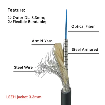 30mtr Šarvuotos Fiber optic Patch Švino vandeniui LC-LC SC-SC FC-FC 2 core Singlemode FTTA šarvai jumper Lauko SM OT DX=3.0-3.3 mm