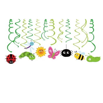 30pcs Lubų Folija Spirale Vabzdžių Dekoracijos Vaikams, Cartoon Drugelis Gėlių Biedronka Kabinti Sukama, Baby Shower Partija Pasisako