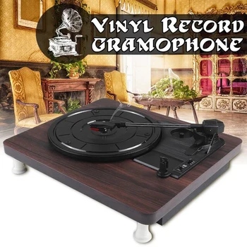 33, 45, 78 RPM Grotuvas Senovinis Gramofonas Ratas, Diskiniai Vinyl Audio RCA R/L 3,5 mm Išėjimo Iš USB DC 5V Medienos Spalva