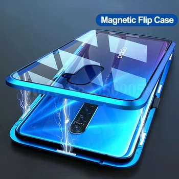 360 magnetinio flip case for kolega a5 a9 2020 Coque dvipusės grūdinto stiklo dangtis realme 5 pro 5i atveju metalo bamperis shell Fundas