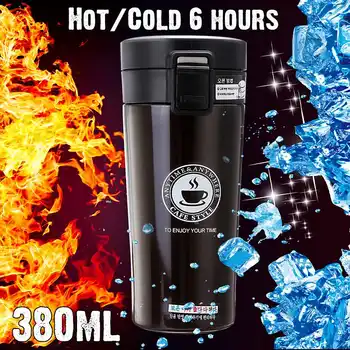 380ml Premium Kelionės Kavos Puodelis Vakuuminės Kolbos Thermocup Vakuuminės Kolbos šilumos ir Vandens Butelis Arbatos Puodelis Nerūdijančio Plieno Termosas