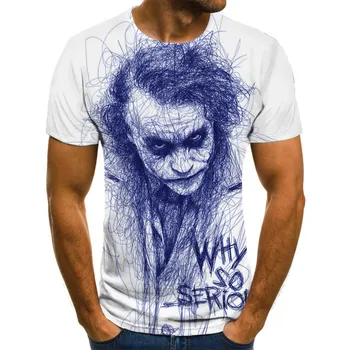 3D Atspausdintas Marškinėliai Vyrams Joker Veido Atsitiktinis O-kaklo Vyrų Marškinėlius Klounas Trumpas Rankovės Juokinga T Shirts 