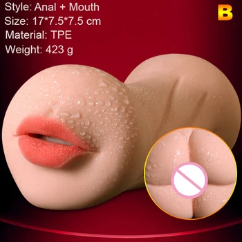 3D Giliai Gerklės, Liežuvio Dantų Dirbtinės Makšties Masturbator Silikono Kišenėje Pūlingas Nekilnojamojo Makšties ir Išangės Oralinio Sekso žaisliukai Vyrams