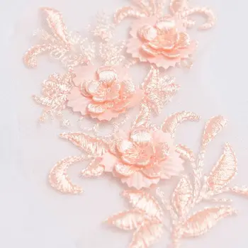 3D Gėlių Siuvinėjimo Nėrinių Apdaila Nuotakos Vestuvių Aplikacijos Tiulis 