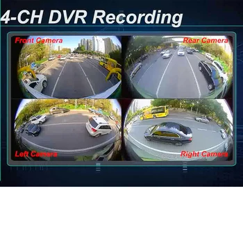 3D HD Erdvinį Vaizdą Stebėjimo Sistema, 360 Laipsnių Vairavimo Panorama Parkas Paukščių Nuomone Sunkvežimis/Autobusas 4 Metalo Kameros, 4-CH DVR Recorder