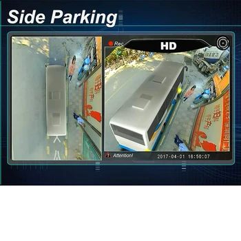 3D HD Erdvinį Vaizdą Stebėjimo Sistema, 360 Laipsnių Vairavimo Panorama Parkas Paukščių Nuomone Sunkvežimis/Autobusas 4 Metalo Kameros, 4-CH DVR Recorder