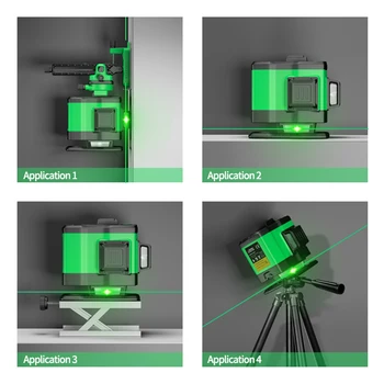 3D Savaime išsilyginantis Žalias Lazeris Lygis 12 Linijos 360 Lazerinis Niveliavimo Prietaisas Iš Įrankiai, Statybos Lygį Trikojo Priemonė Kryžminės Linijos