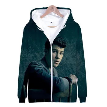 3D Shawn Mendes ilgomis rankovėmis hoodies užtrauktukas hoodie marškinėlius moterims ir vyrams drabužius karšto pardavimo plius dydis kailio Striukė