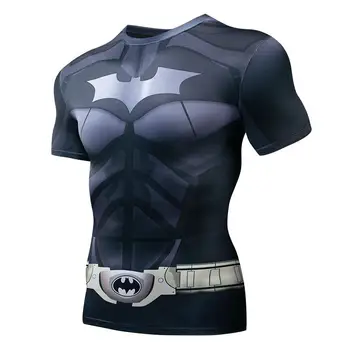 3D Spausdinimo T-marškinėliai Vyrams, Gniuždymo Sporto Marškinėliai Superhero Viršūnes Trumpas Rankovės Kostiumas Fitneso Europos Marškinėliai