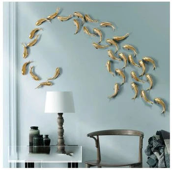 3D Stereo Dervos Lotus Žuvys, Gėlės, Amatų, Apdailos Europos Svetainės Namo Sienos Kabo Žuvys Puošyba, Sienų Lipduko Freskomis
