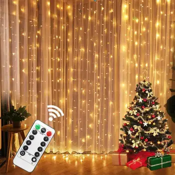3M LED Pasakų Žibintai Girliandą Užuolaidų Lempos Nuotolinio Valdymo pultas USB String Šviesos Girlianda ant Lango Kalėdų Žiburiai, Namų Dekoro
