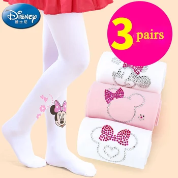 3pcs/daug Disney Pėdkelnės Girl Nailono Kojinės Rausva Balta Mielas Diamond Triko Kūdikių Mergaitės, Plonos Pėdkelnės Vaikams