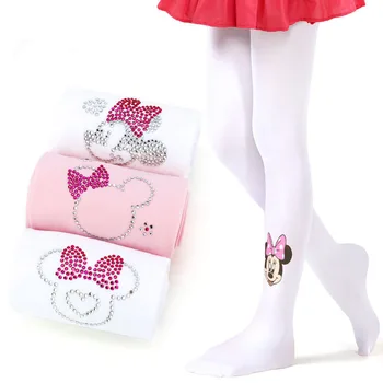 3pcs/daug Disney Pėdkelnės Girl Nailono Kojinės Rausva Balta Mielas Diamond Triko Kūdikių Mergaitės, Plonos Pėdkelnės Vaikams