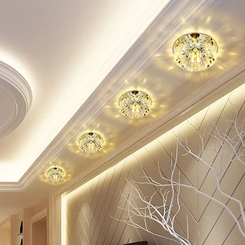 3W led koridoriaus šviesos prieškambario apšvietimo kristalų lubų lempos Europos stilingas Veranda Lubų šviesos Žibintai