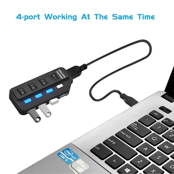 4 Port USB 3.0 Hub Sub-Jungiklis Multi USB Skirstytuvo 5Gbps Super Greitis Mokamas Adapteris 40cm ABS Gyv For Desktop Laptop