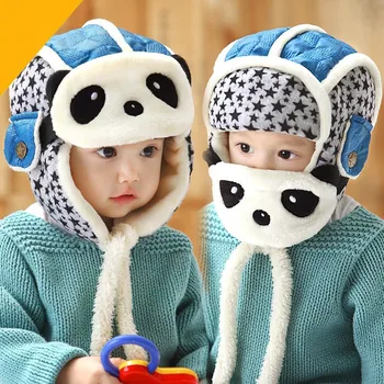 4 Spalvų Vaikams, Skrybėlės Karikatūros Panda Rudens Ir Žiemos Modeliai Šiltas Medvilnės Patogus Kepurės Kalėdų, Naujųjų Metų Vaikams Dovanų