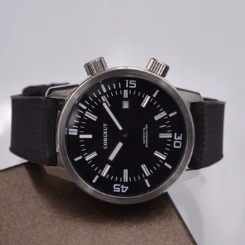 44.5 mm corgeut prabanga top brand watch vyrų laikrodis Guminiai Dirželiai Žuvėdra Mechaninė Vyrų Automatinis laikrodis relogio masculino