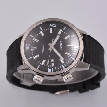 44.5 mm corgeut prabanga top brand watch vyrų laikrodis Guminiai Dirželiai Žuvėdra Mechaninė Vyrų Automatinis laikrodis relogio masculino