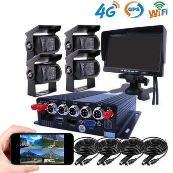 4CH 4G GPS WIFI 1080P 512 GB Mobiliosios Transporto priemonės, Automobilių DVR Vaizdo įrašymo Sistema SONY IP69 Galinės Pusės Priekinė Kamera Sunkvežimių Van Autobusų RV