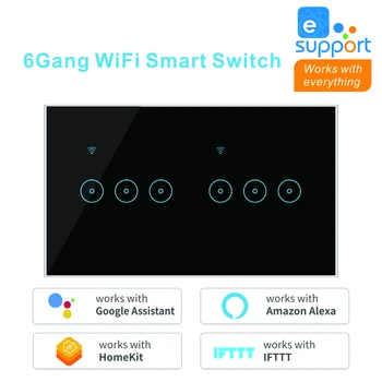 4Gang 5Gang 6Gand universalus smart wifi touch pereiti sieną šviesos jungiklis paramos alexa 
