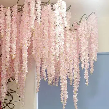 4pc/set 180cm Sakura sakura Vynuogių Lvy Vestuvių Arkos Apdaila Išdėstymo Namo Šalis Rotango Sienos Kabo Vainikas Garliava