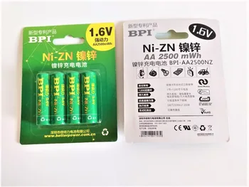 4PCS NIZN AA Įkraunamos Baterijos 2500mWh 1,5 V 1.6 V Ni-Zn AA