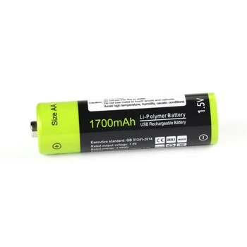 4PCS ZNTER 1,5 V 1700mAh AA įkraunamos baterijos AA ličio polimerų baterija USB kabeliu