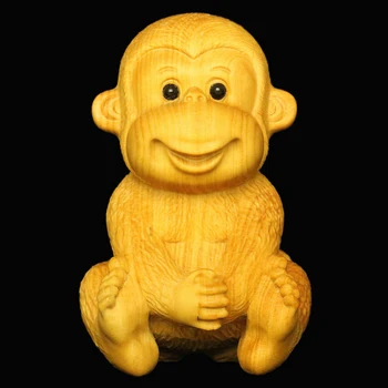 4pcs Zodiako beždžionė tekinto medžio statula chineselucky dovana kūrybos mažos Statulėlės pakabukas namų puošybai Miniatiūriniai