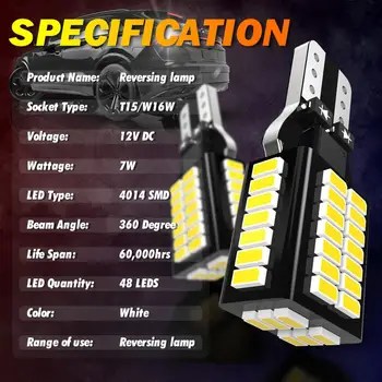 4x T15 W16W Canbus LED Lemputes Automobilių Atsarginės Atvirkštinio Žiburiai 
