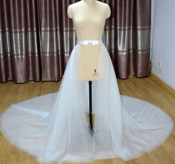 5 sluoksnių tiulio Nuimamas nuotakos sijonas Tiulio sijonas Nuimamas sijonas Kamuolys Suknelė sijonas vestuvių accessorry Kristalų apdaila traukinys