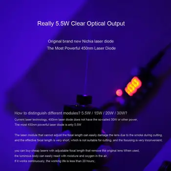 500MW /2.5 M/5.5 M Lazerio Modulis Nuolat Lazerio Galvutė 450 nm Mėlyna Šviesa cnc Lazerinis Graviravimas Mašina Medienos Žymėjimo Pjovimo Įrankis