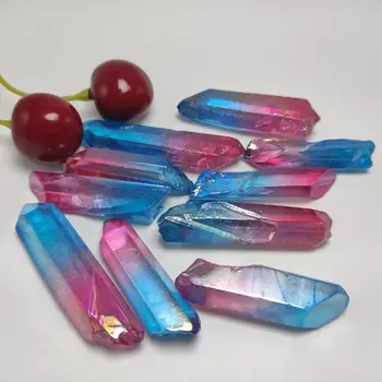 50g Electroplated Mėlyna ir Rožinė Titano Aura Lemurian Kristalų Lazdelė Taško Gydymo Kristalų Akmuo, Natūralus Akmenys ir Mineralai